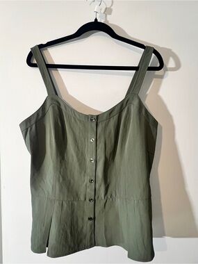 Banana Republic Olive Green Button Front Crop Top A0054